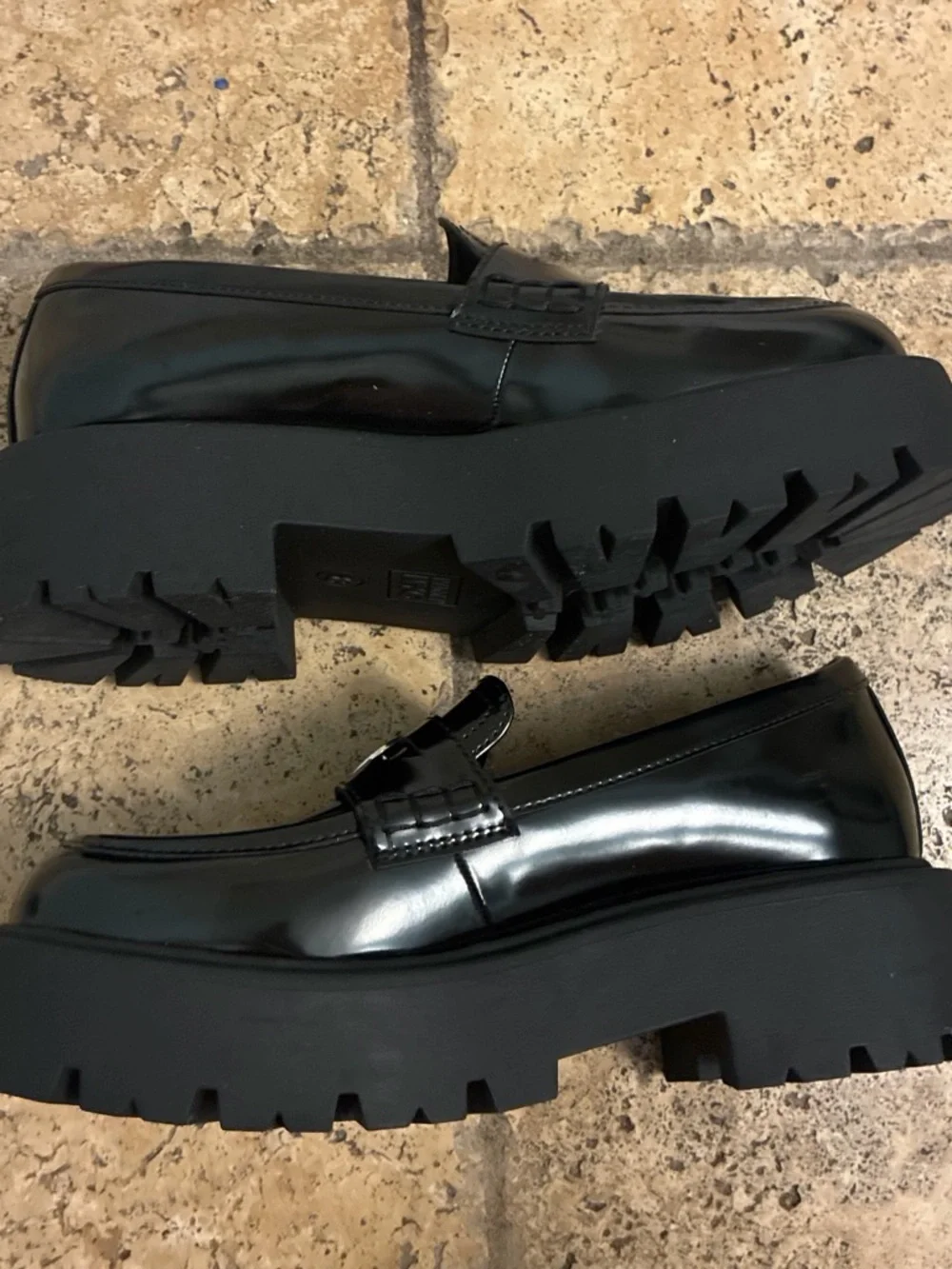 Steve Madden Black Patent Platform Loafers